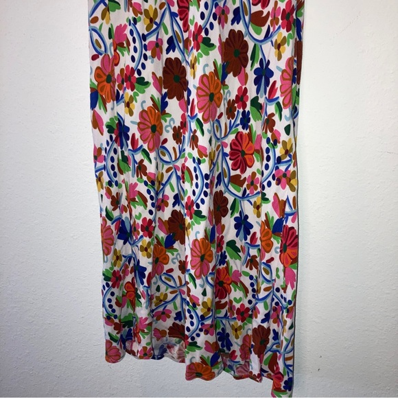 RIXO Steph floral cut out puff sleeve midi dress cream multicolor retro size 6 - Picture 7 of 16